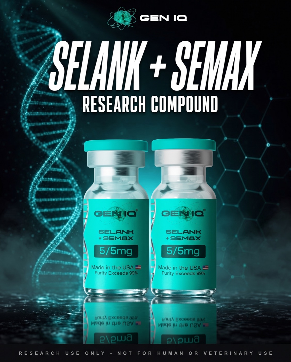 Selank + Semax (5/5mg) — research-grade vial